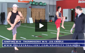 Thermogenic Warm Up – Jump Rope, Shallow Squat Knee Hug, Leg Cradle, Dynamic Quad Stretch, – Velocity Workout 2 – Jump Day